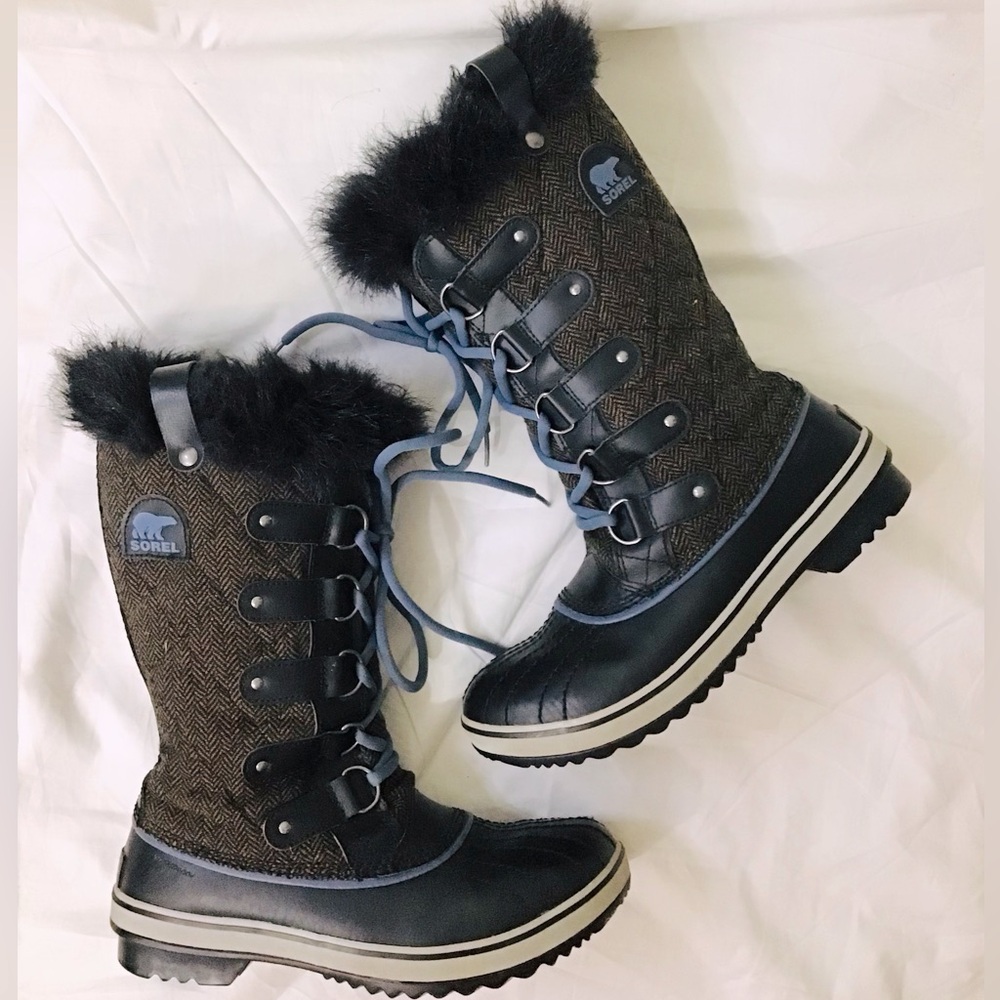 Sorel Tofino Brown Herringbone Snow Boots - Picture 2 of 11